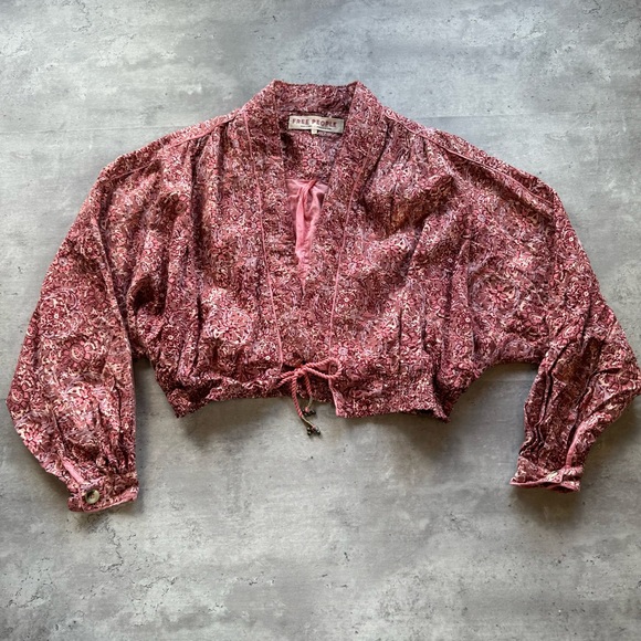 Free People Rosalina Tie Front Cropped Jacket Size XS - Picture 4 of 10